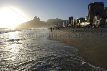Ipanema beach and Two-Brothers mountains Brazil