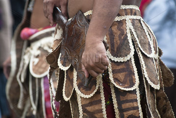 Details of traditional Futuna dance clothes  Cultural festival. Common Poya. New Caledonia.