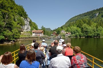 Tourists in the Gorges du Doubs - France