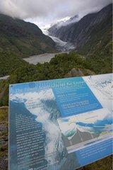 Information board on Franz Josef glacier in Westland NP