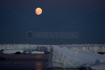 Moonrise on the ice floe Terre Adelie