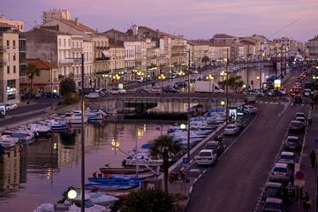 Canal in the Sète town at twilight Languedoc-Roussillon