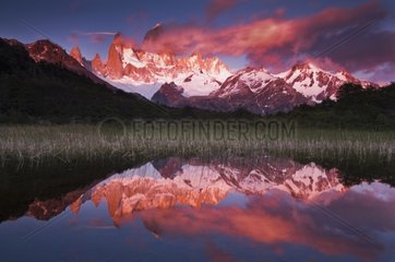 Sunrise over the Fitz Roy mountain Patagonia Argentina