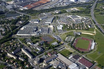 Luftaufnahme des Einkaufsbereichs von Montbéliard Tobs