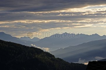 Tarentaise valley at dusk Alpes France
