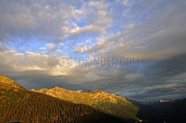 Hight Tarentaise valley at dusk Alpes France