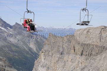 Chairlift above the Grande Motte glacier in Tignes France