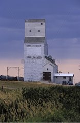 Wooden grain silo Shaunavon City Saskatchewan Canada