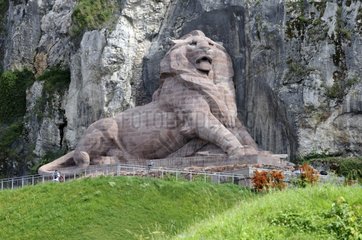 The Lion of Belfort at the foot of a cliff Belfort France