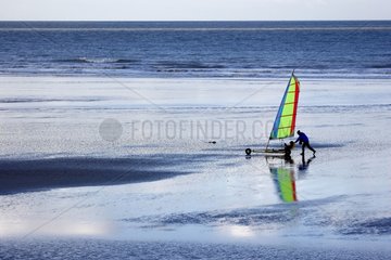 Land sailing on the beach in Normandy - France