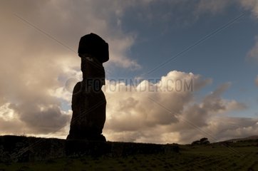 Moai Ahu Ko Te Riku at dusk Rapa Nui NP Easter Island