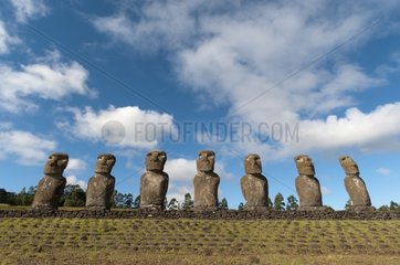 Row of Moai Ahu Akivi Rapa Nui NP Easter Island