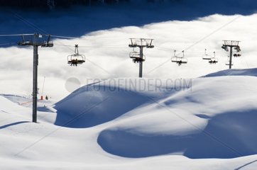 Index chairlift on the ski area of ??Flégère Haute Savoie