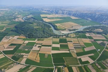 Ebro river meanders Zaragoza Aragon Spain