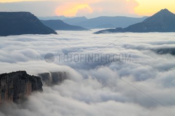 Sea of ​​clouds over the Grand Canyon du Verdon France