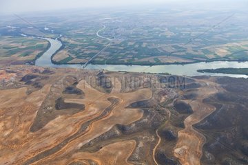 Aerial view of an agricultural landscape near Ebro Spain