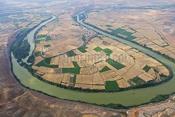 Ebro river meander Cinco Olivas and Alforque villages Spain