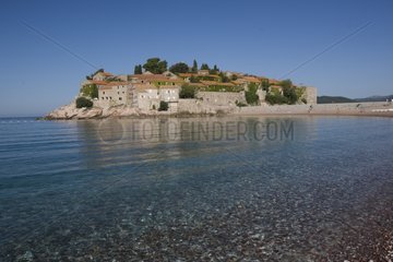 Beach and peninsula of Sveti Stefan in Montenegro
