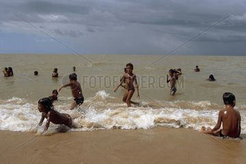 Tourist beach with the mouth of the Amazon Brazil