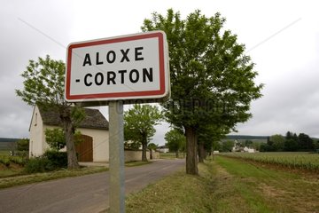 Entrance panel to the village Aloxe Corton Bourgogne