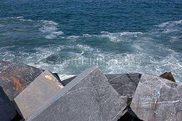 Blocks of marble on the pier of San Sebastien Spain
