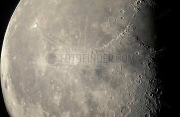 Last quarter of moon seen with a telescope in France