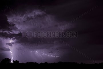 Lightning strike and intercloud lightning at night France