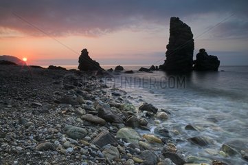 Rocks at sunset on the Costa del Sol Spain