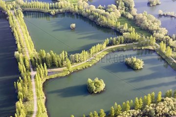 Air shot of the gravel pits arranged in base of leisures France