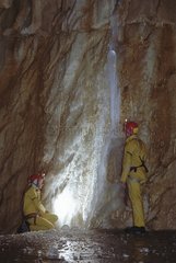 Ice climbing in the Autrans en Vercors ice pit cave France