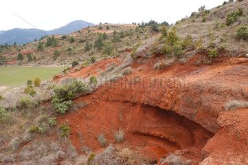 Hills landscape of red marl