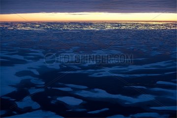 The ice under the midnight sun in Larsen Sound Canada
