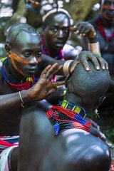 Hamer men at a ceremony - Omo valley Ethiopia