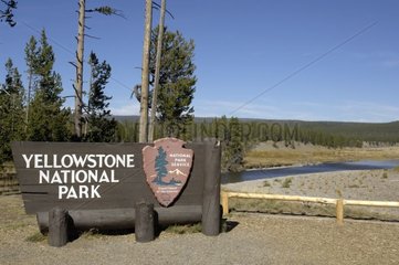Panel of entry of the park of Yellowstone United States