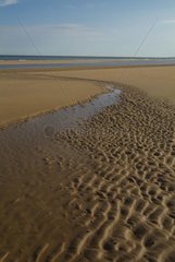 Sand draws at low tide on a Beach of Normandie