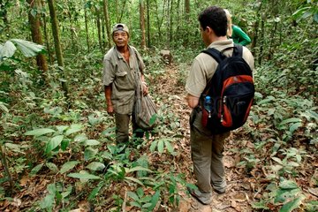 Meeting with a seringueiro in the forest in Brazil