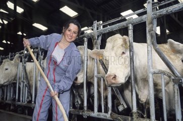 Frauenbauer  die mit den Kühen Frankreich [at] zu essen gibt