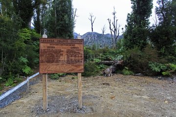 Signpost for assencion volcano Chaiten - Chile
