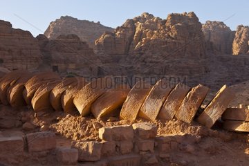 Collapsed Column of a Greek temple Petra Jordan
