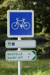 Panel of the Véloroute along the Rhone-Rhine Canal