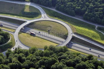 Aerial view of intersection on the A36 Bridge Ecot Roide