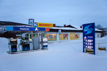 supermarket and petrol station in Finland