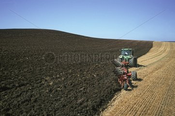 Grain field ploughing after harvest