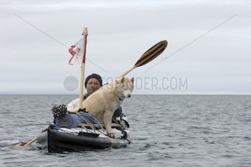 Kayaker and his dog Stanwell Fletcher Lake Somerset Island
