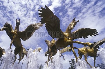 Sculpture of horses with wings at Nassau Bahamas