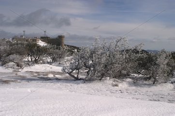 Observatorium und Wetterstation von Mont Aigoual im Wintergard
