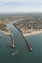 Grau-d'Agde and river flowing into the Mediterranean