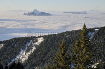 The Mole emerging from a sea of clouds Flaine Haute-Savoie