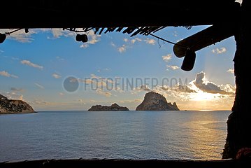 View of Es Vedra rocky island from Es Boldado restaurant