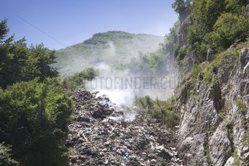Discharge of garbage smoldering in Montenegro